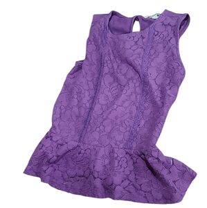 Aeropostale purple lace sheer bottom peplum top size xs